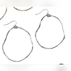 Park Lane "MOCHI" Pierced Earrings Silver Tone Statement Hoops NWT NIB